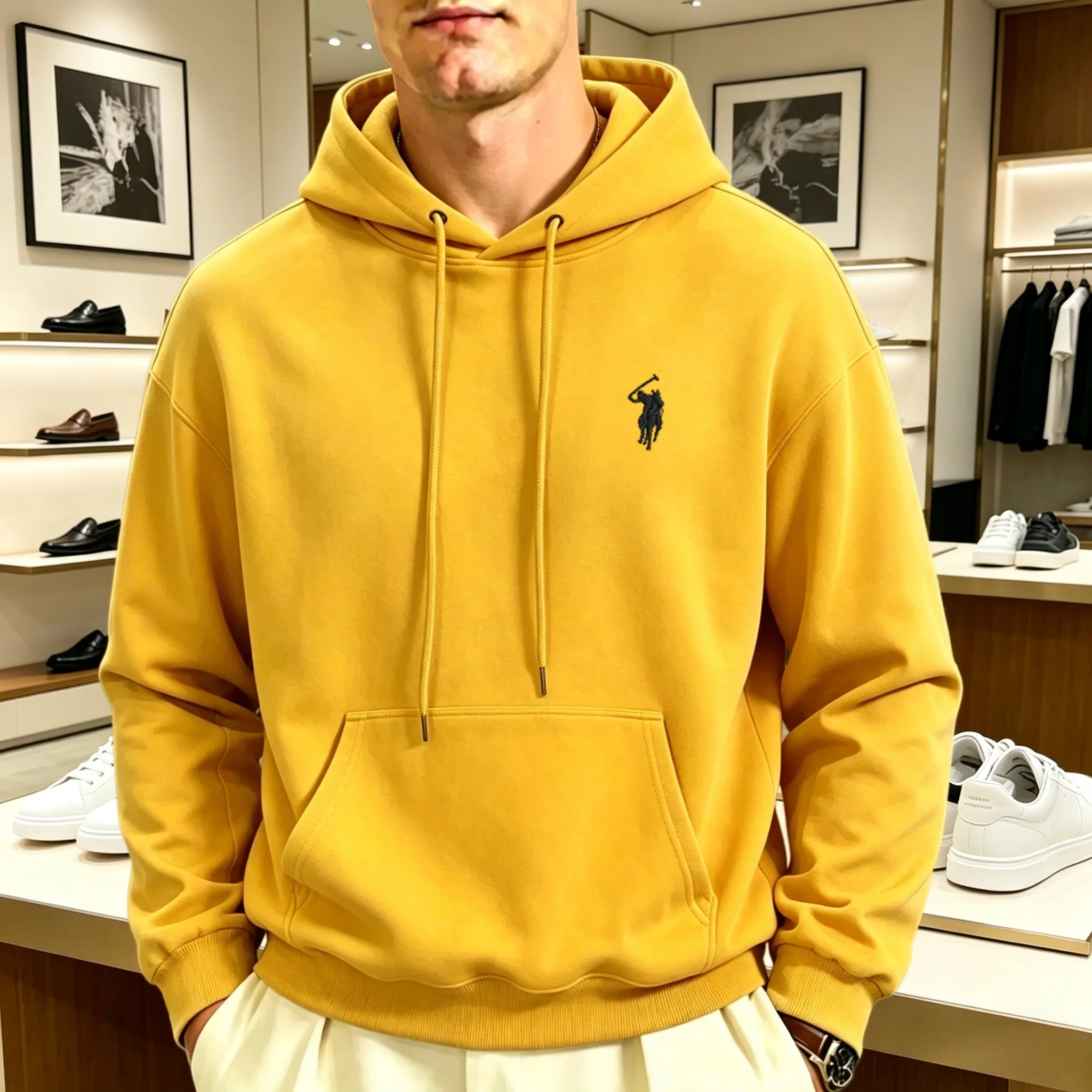 2026 schwergewichtiger koreanischer Stil lockerer Kapuzenpullover für Männer und Frauen, langärmelig, Herbst, hochwertige Marke, bestickter Boutique-Pullover – Detail 9