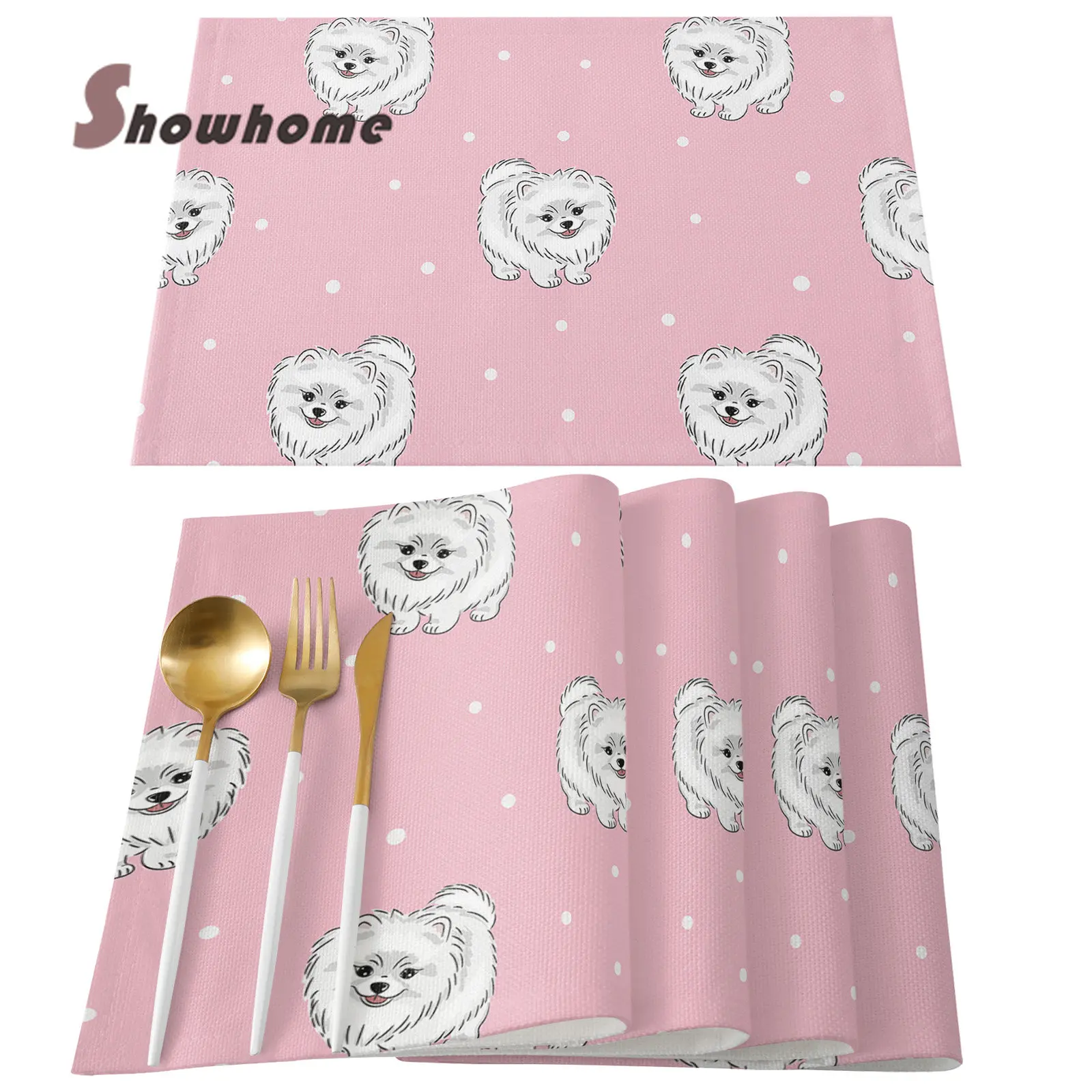 Cartoon Pet Dog Wave Point Table Runner Hotel Party Decor Dining Tablecloth Wedding Decoration Table Cover