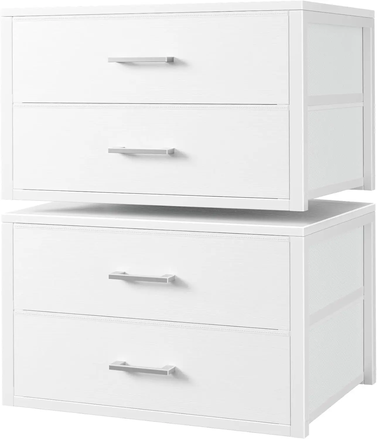 

Stackable Closet Drawers For Clothes Organizers And Storage Fabric White 2 Drawer Dresser For Bedroom 2 Packs Modern