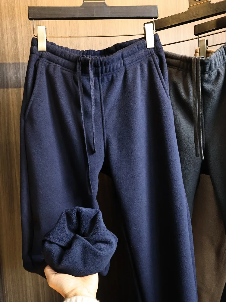 

Теплые повседневные брюки Thiened для мужчин с эластичной резинкой на талии, прямые брюки с защитой от ветра, базовые брюки Sli, осень-зима, брюки для отдыха