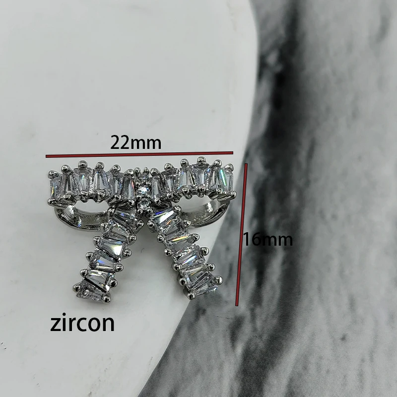22MM Luxury Zircon Bow Designed Shank Buttons Of Clothing Fashion Decor High Quality Cute Metal Sewing Button For Needlework DIY
