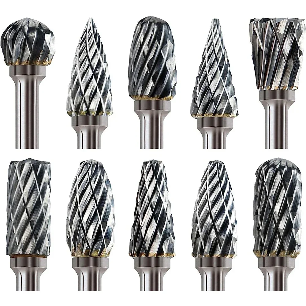 10PCS Carbide Burr Set Compatible with Dremel 1/8