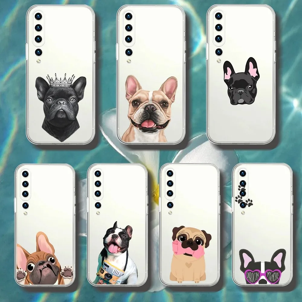 Pug Dog French Bulldog Phone Case For Xiaomi 11 Redmi Note 11 5G 8T 9A 9 10T Note8Pro Note9 12SUltra Transparent Case