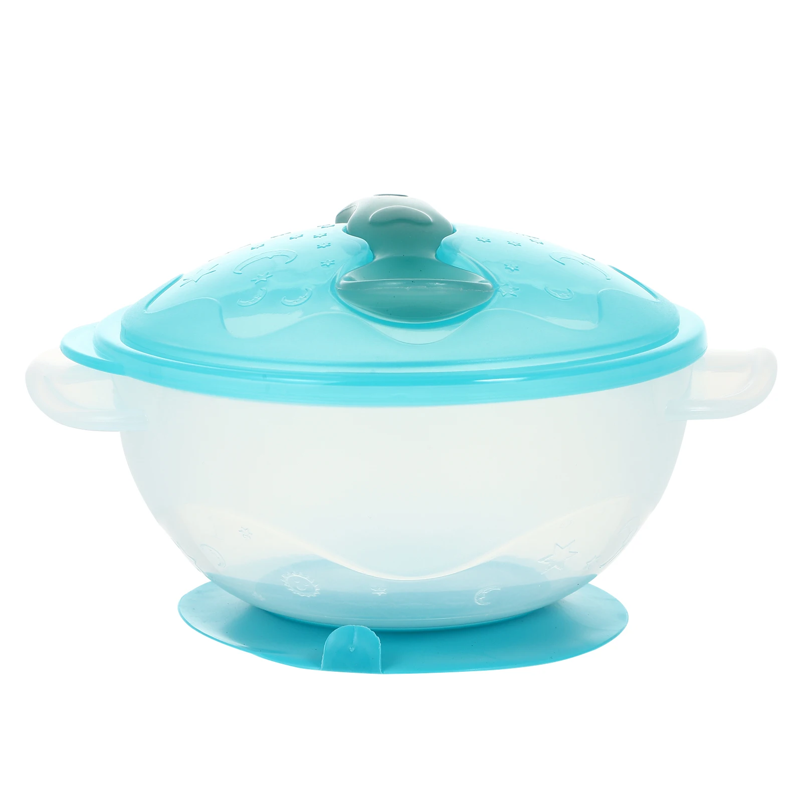 

Baby Suction Bowl Anti Slip Toddler Feeding Bowls with Lid Spoon Blue Color Flying Saucer Shaped Safe Material Fun Eating