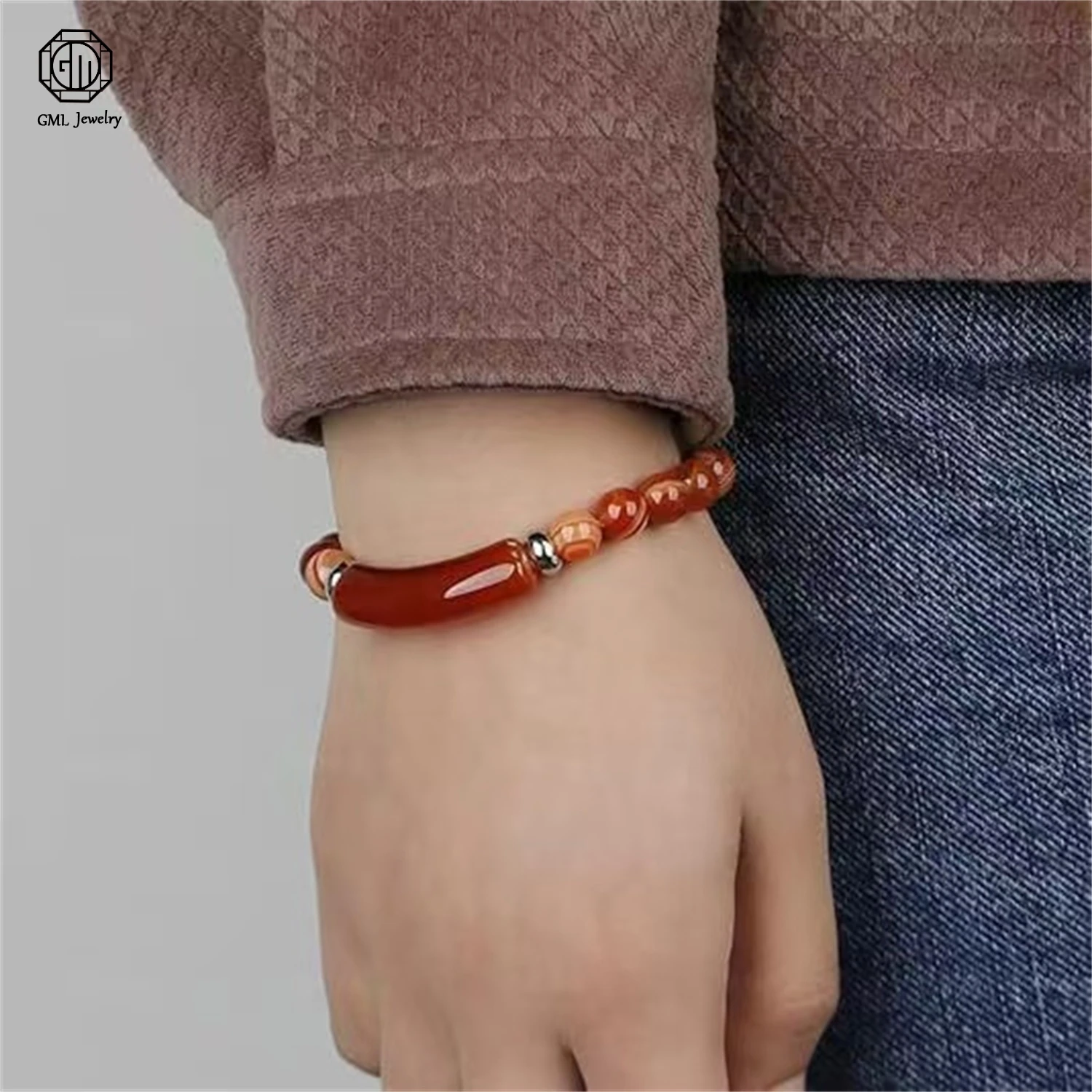 Tiger Eye Agate Bridge Link Beaded Bracelet Unisex Men Women Geometric Gemstone Jewelry Gift