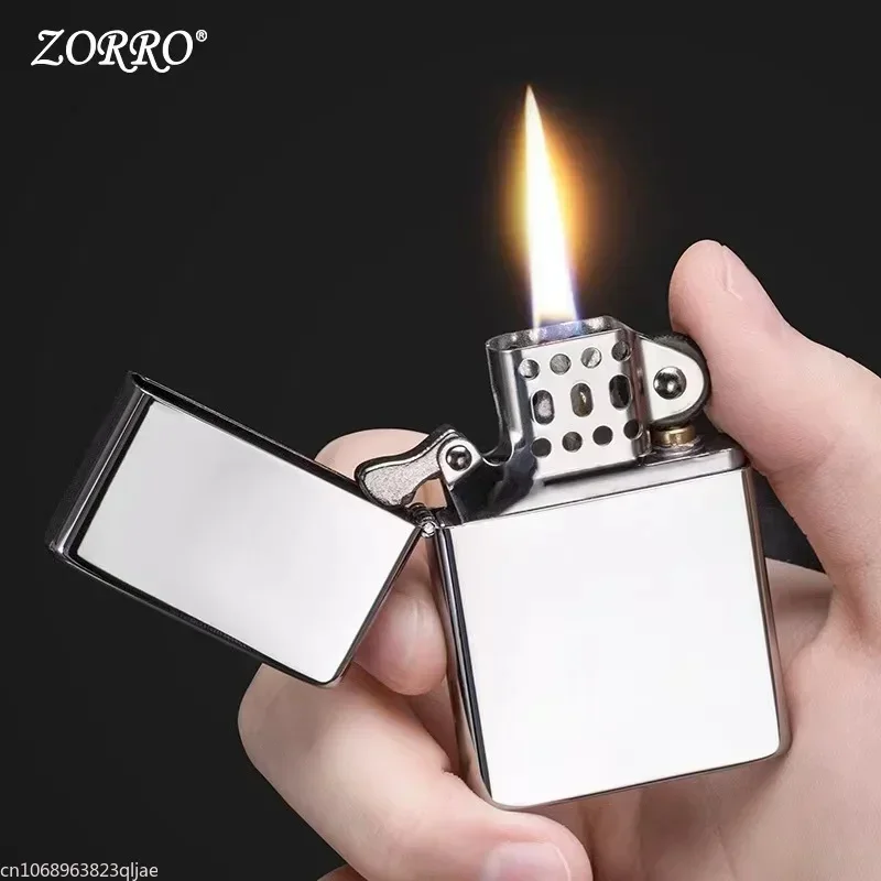 Zorro Brass Kerosene Windproof Lighter with Personalized Creativity, Ultra-thin Square Angle Smooth Kerosene Machine