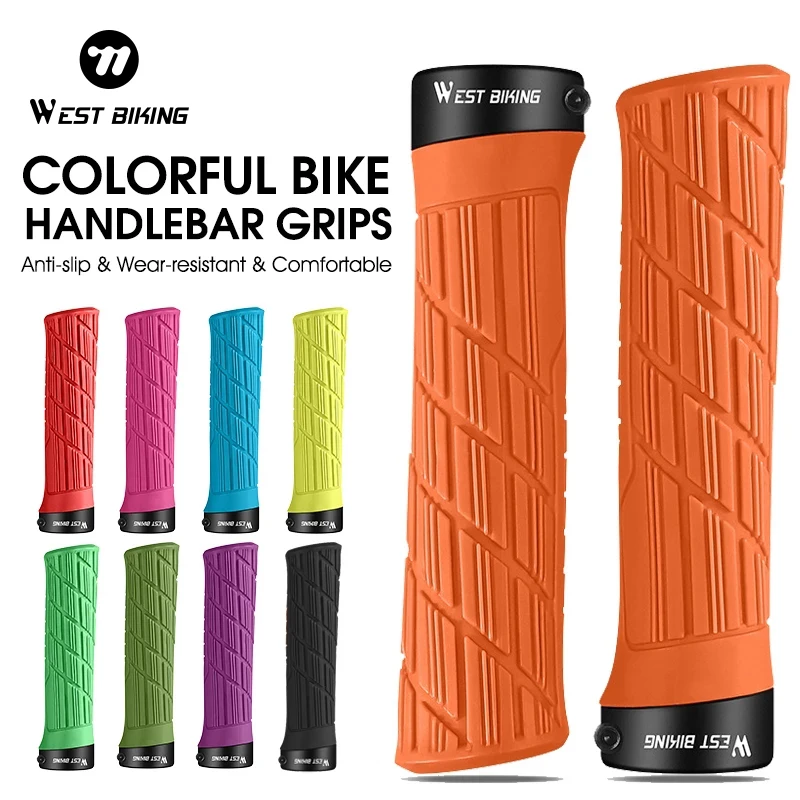 WEST BIKING Bicycle Grips Soft Rubber Road Bike Grips Comfortable Shockproof Handlebar Cover Colorful Cycling Handlebar Grips