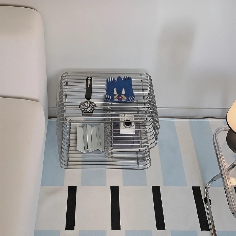 Picture 7: Modern Minimalist Side Tables Stainless Steel Magazine Holder Living Room Multi-Function Coffee Table Creative Storage Solution
