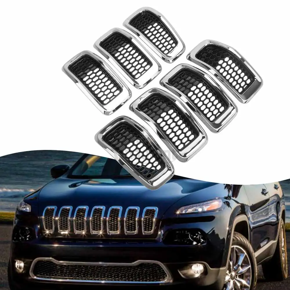 

Chrome/Glossy Car ABS Front Mesh Racing Grills For Jeep Cherokee 2014-2018 Exterior HONEYCOMB Racing Grille car accessories
