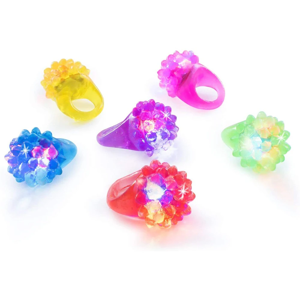 Juguetes para niños, anillo para dedo que brilla en la oscuridad, anillo de gelatina colorido y acolchado, anillos LED intermitentes, anillos luminosos, juguetes iluminados