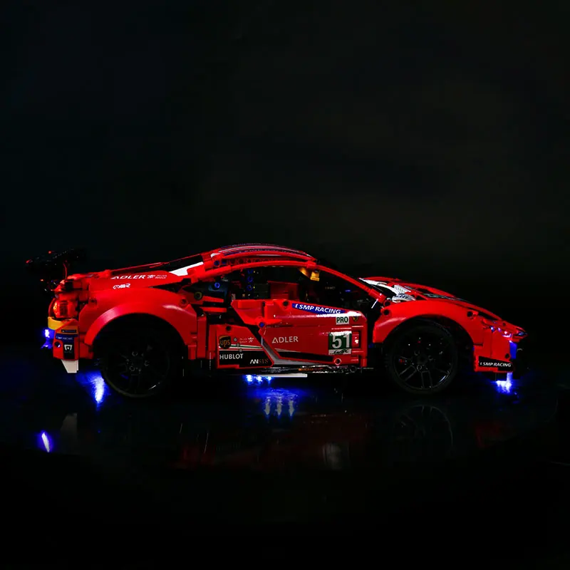 Kit de luz LED para coche deportivo de carreras LEGO 42125, lámpara GTE 488, regalo artesanal (no incluye bloques de construcción, Kits de ladrillos, modelo)