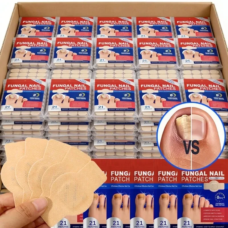 Nail Fungus Correction Patch Waterproof Finger Guard Bandage for Hollow Discolored Nails, Cloth Disguise Patch 21 Pieces
