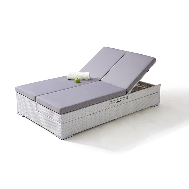

Modern Outdoor Aluminum Garden Pool Lounger Sun Bed Daybed with Rattan Chaise Lounge Chair for Hotels Living Room Villas