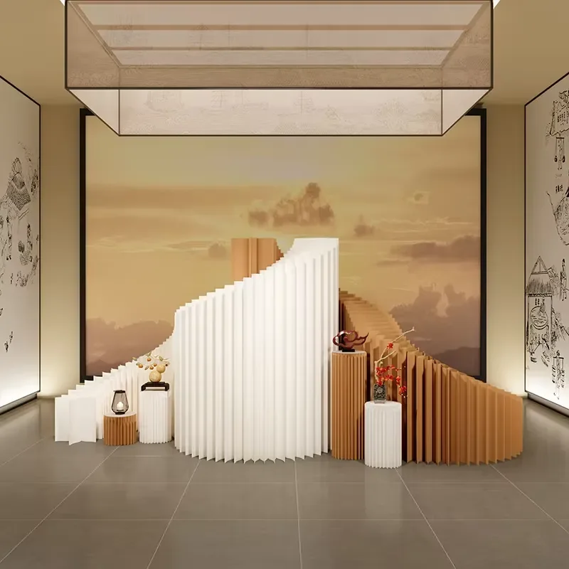 Eco-Friendly Simple Kraft Paper Room Divider-Foldable Honeycomb Structure Lightweight Privacy Screen for Events Office Home