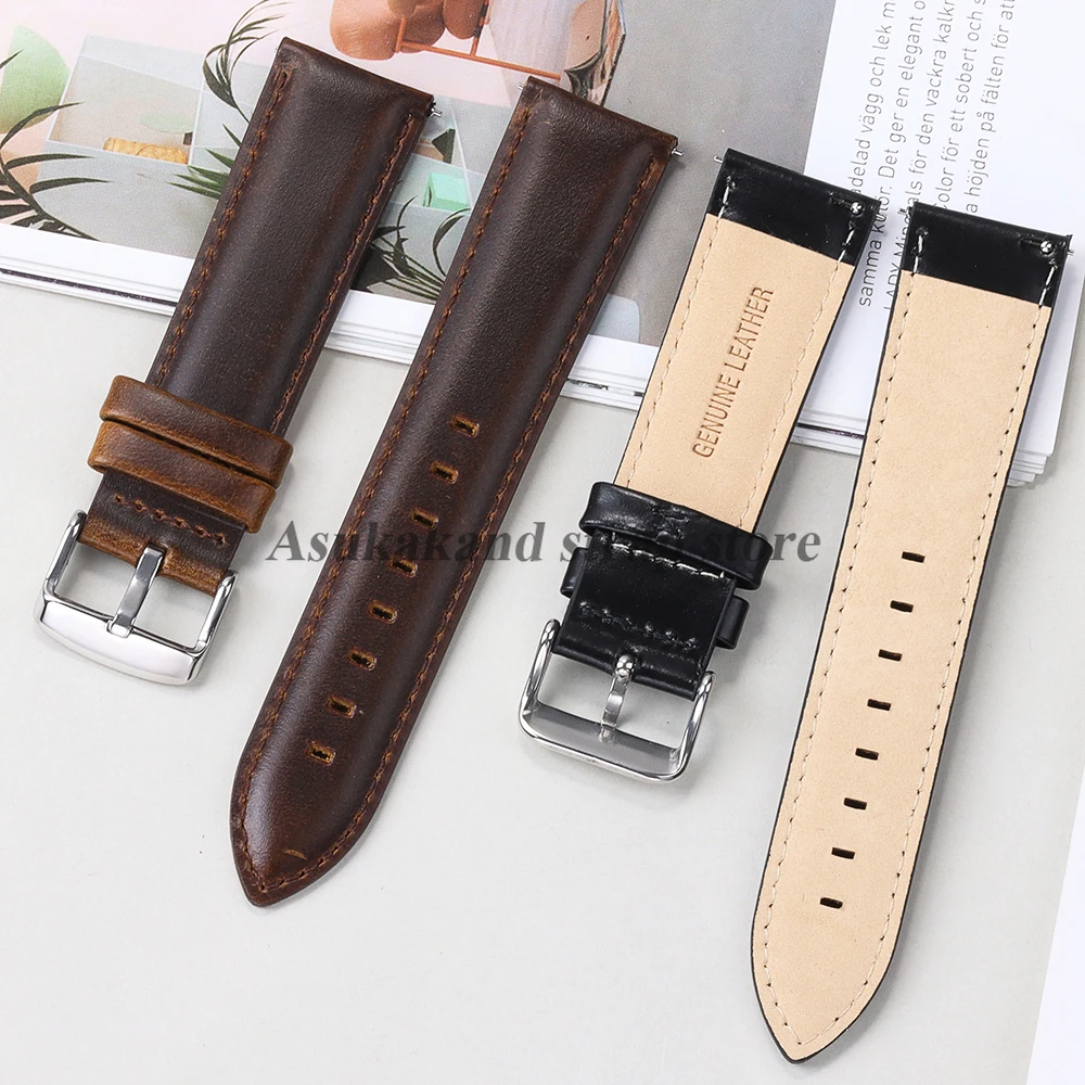 Pulseira de relógio de couro de liberação rápida 18mm 20mm 22mm para huawei relógio gt5 gt4 pulseira para seiko feminino masculino 12mm 14mm pulseira macia