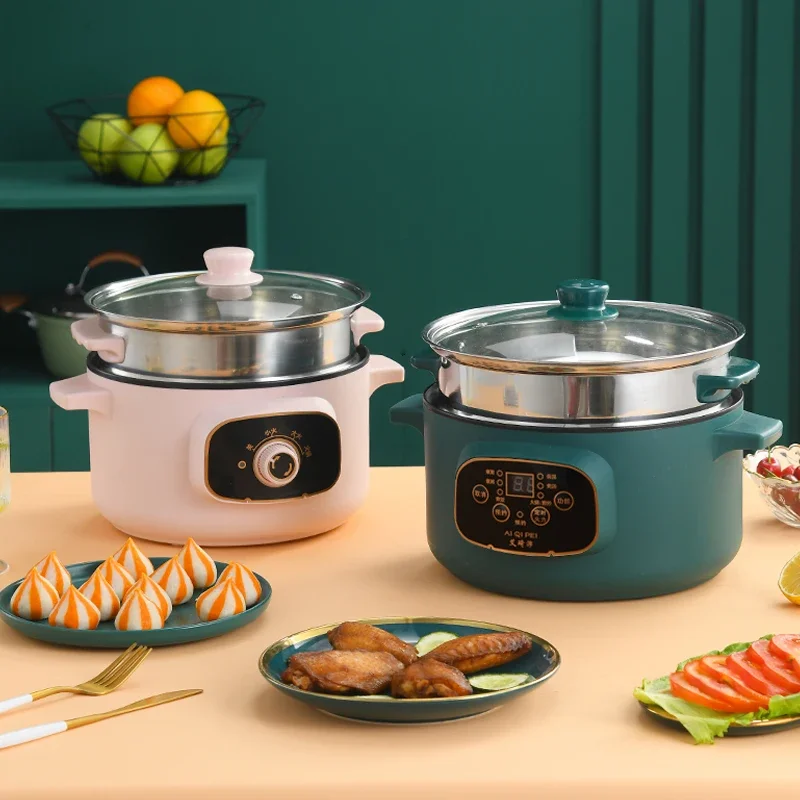 Multi-function Portable Stainless Steel Electric Caldron Cooker Noodle Hot Pot With Steamer