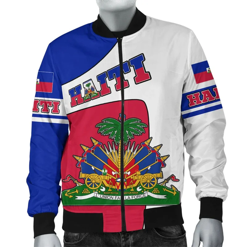 

2024 3D Printed Haiti jacket national Flag Coat Of Arms Men jiackets Women Long Sleeve coat Kid Street jacket christmas clothes