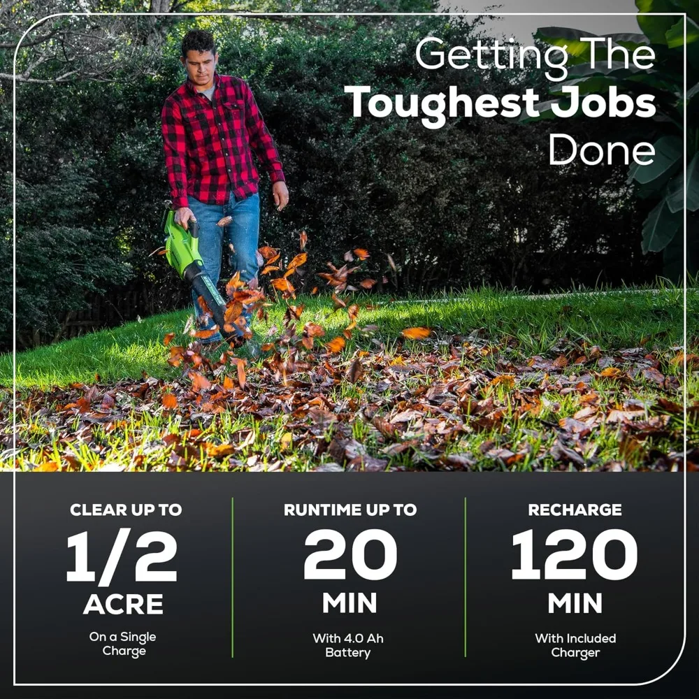 منفاخ أوراق شجر محوري بدون فرش لاسلكي 40 فولت، أدوات متوافقة مع 130 ميلا في الساعة / 550 CFM / 75+، بطارية 4.0 أمبير وشاحن متضمن #4