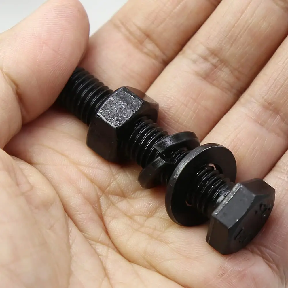 

A set of 48 M10x40-80 hexagonal head screws and nuts with flat lock washers, made of alloy steel, with a grade of 8.8