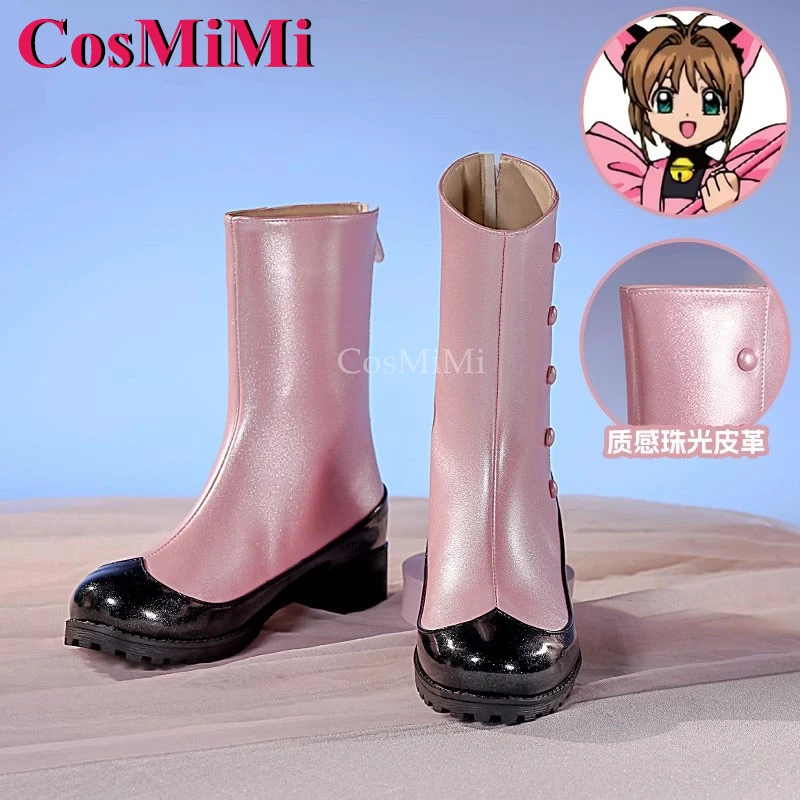 Cosmimi cardcaptor sakura kinomoto sakura sapatos cosplay moda universal gato preto botas de combate carnaval role play acessórios
