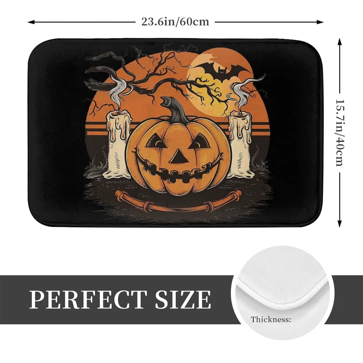 Vintage Pumpkin Scene Halloween Non-slip Doormat Floor Mat Washable Carpet Rug for Kitchen Entrance Home Balcony Footpad Mats