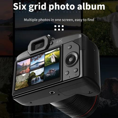 Imagen 2 del producto Cámara Digital IR visión nocturna 4K 64MP WiFi Vlogging cámara Digital pantalla a Color IPS de 3 pulgadas Zoom Digital 16X para vídeo