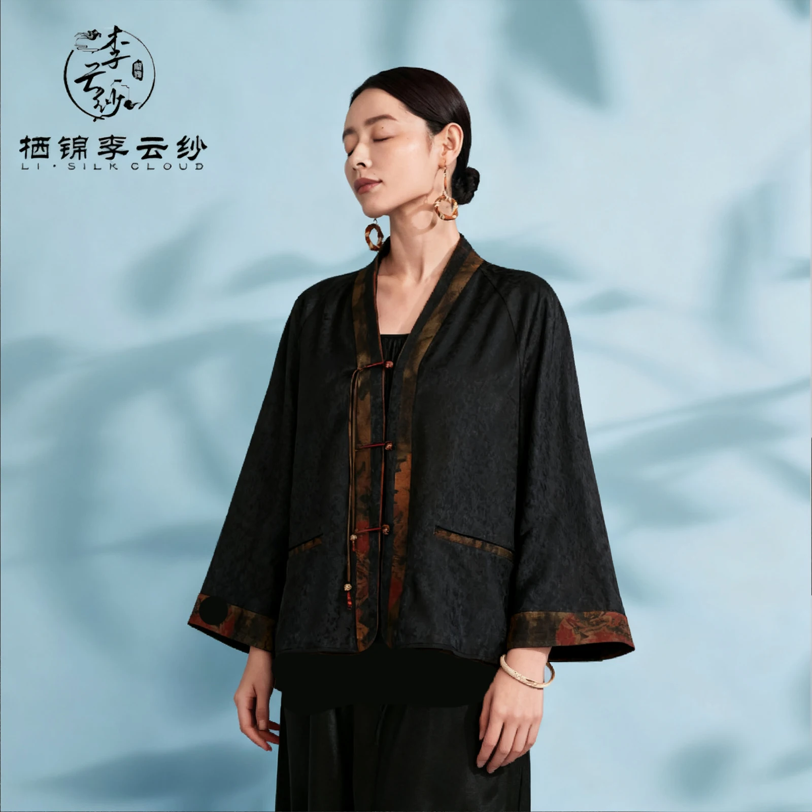 

LI SILK CLOUD Осеннее пальто из 100% шелка Xiangyunsha — традиционный китайский дизайн, дышащая мягкая осенняя верхняя одежда, марля Гуандун