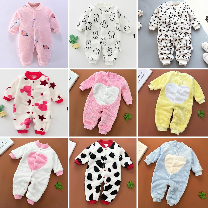 Newborn Baby Rompers Long Sleeve Winter Warm Infant Kids Boys Girls Jumpsuits Toddler Outfits Cartoon Sheep Babies Clothes