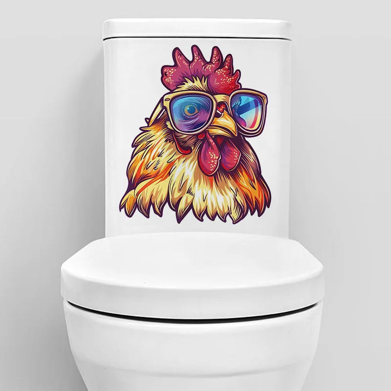 1pc Chicken with Sunglasses Sticker, Water-proof Home Wall Decal, Used for Wall, Bathroom, Cabinet, Door,Toilet, Car, Laptop