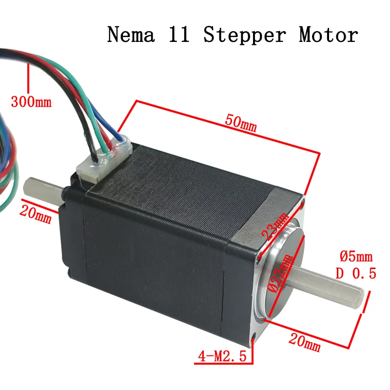 2 STKS Aanpasbare stappenmotor Dubbele as hybride Nema 11 stappenmotor voor automatisering