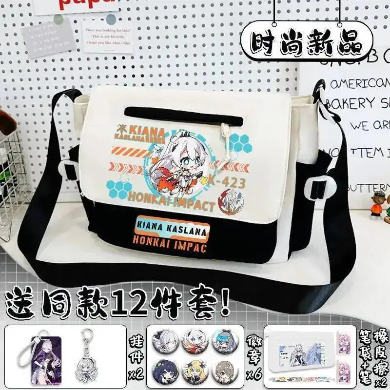 Anime Game 2025 Honkai Impact 3 Cos Bronya Raiden Mei Kiana Etc. Unisex Flip-Top Campus Tutoring Bag Gift