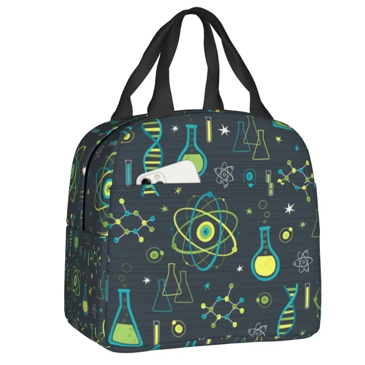 Midcentury Modern Science Insulated Lunch Bags for Women Chemistry Biology Resuable Thermal Cooler Food Lunch Box School