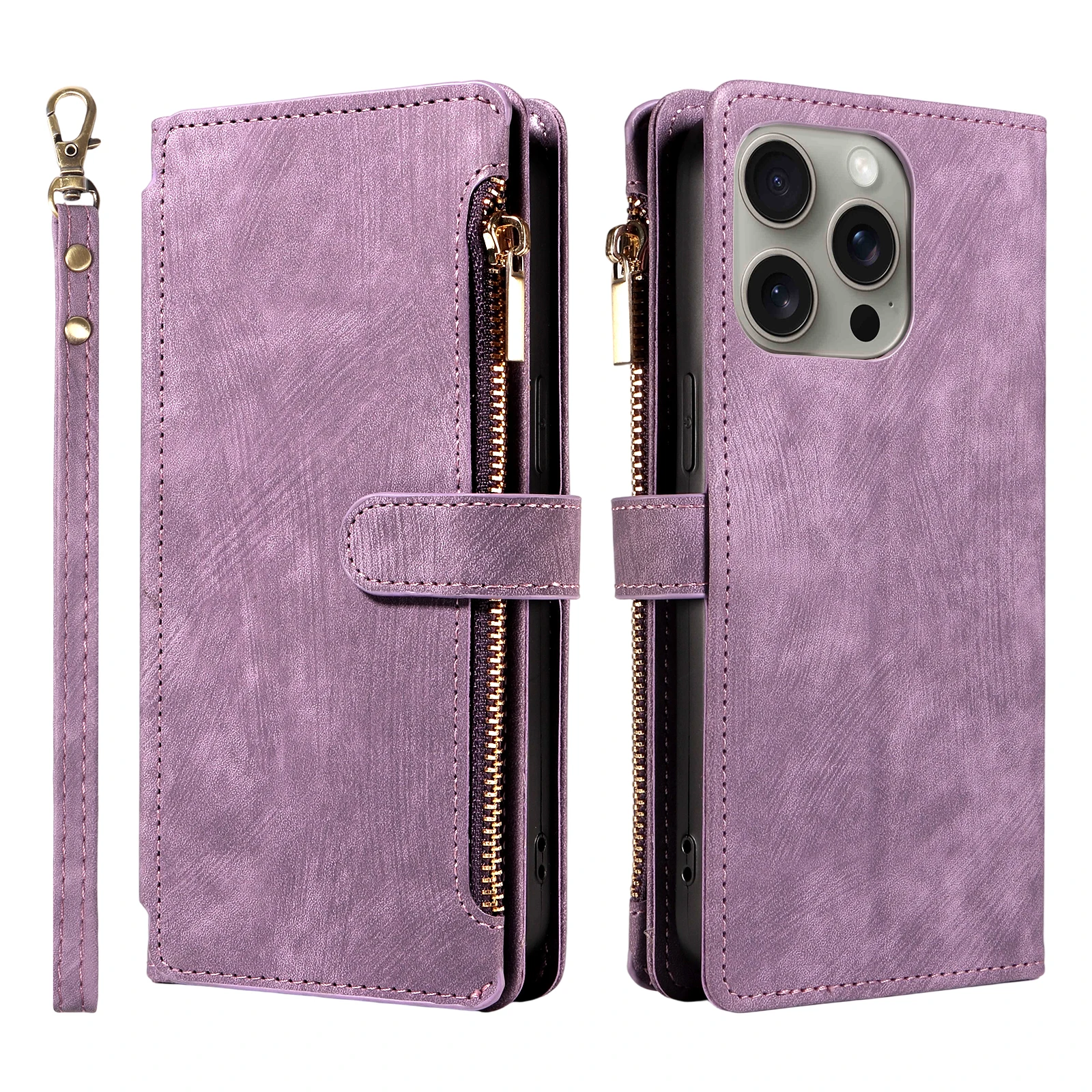 Rits Magnetische Flip PU Lederen Telefoonhoesje voor IPhone 17Air 16e 15 14 13 12 11 Pro Max Anti-diefstal en Anti-val Wallet Cover