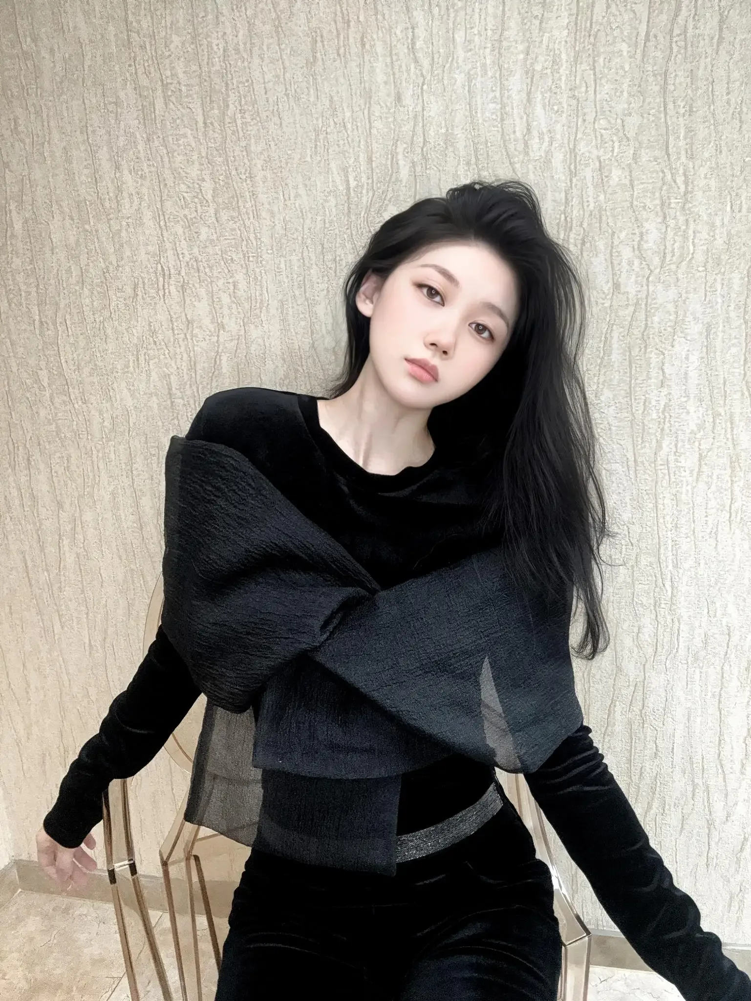 Women's High-end Mesh Gauze Big Butterfly Bow Real Velvet Shirt 2024 Autumn New Slimming Blouse Slim-fit Long-sleeve Trendy Tops