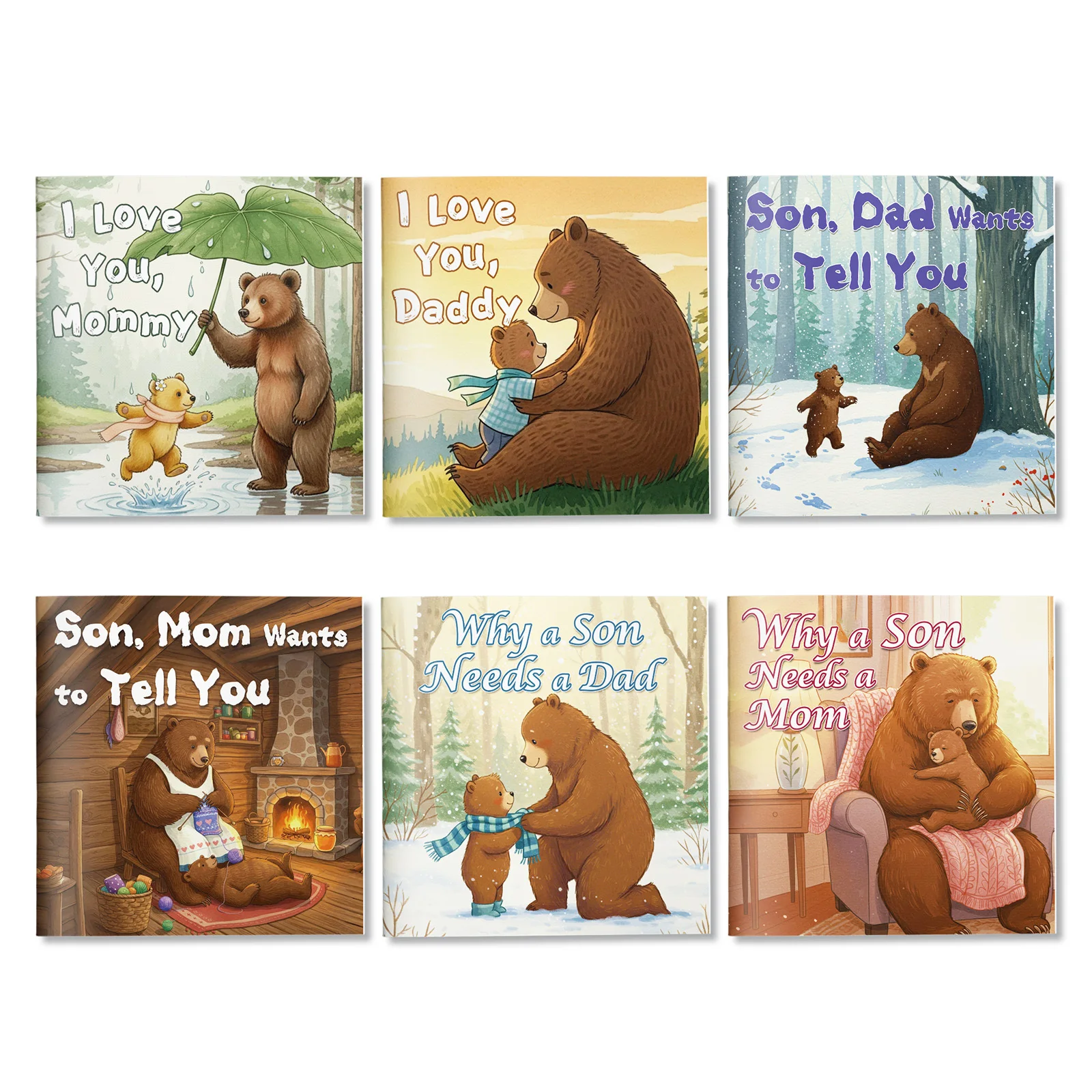 6-Volume Family Love & Parent-Son Story Collection, Heartwarming Illustrated Tales About Mom, Dad and Son