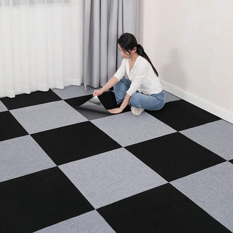 Gray Self-adhesive Floor Mat 30x30Cm Square Splicing Carpet Suitable for Commercial Office Building Hall Decor Non-slip Carpet