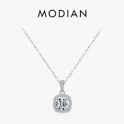 Modian Classic Shiny Exquisite Chain Necklace 100% 925 Sterling Silver Sparkling Zirconia Pendant Wedding Jewelry For Women Gift