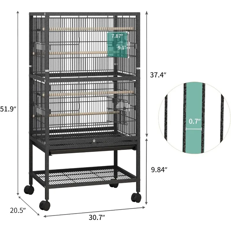 52 inches Birdcage Cover and Bird Cage Seed Catcher, Bird Cages for Parakeets, Parrot, Cockatiel, Pigeon, Flight cage for Birds