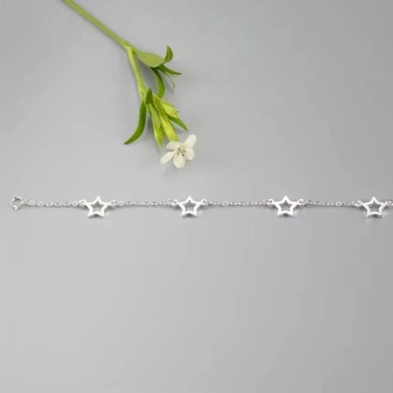 New Fashion Jewelry Beautiful 925 Sterling Silver Bracelets Star Simple Personality Sweet Bracelets