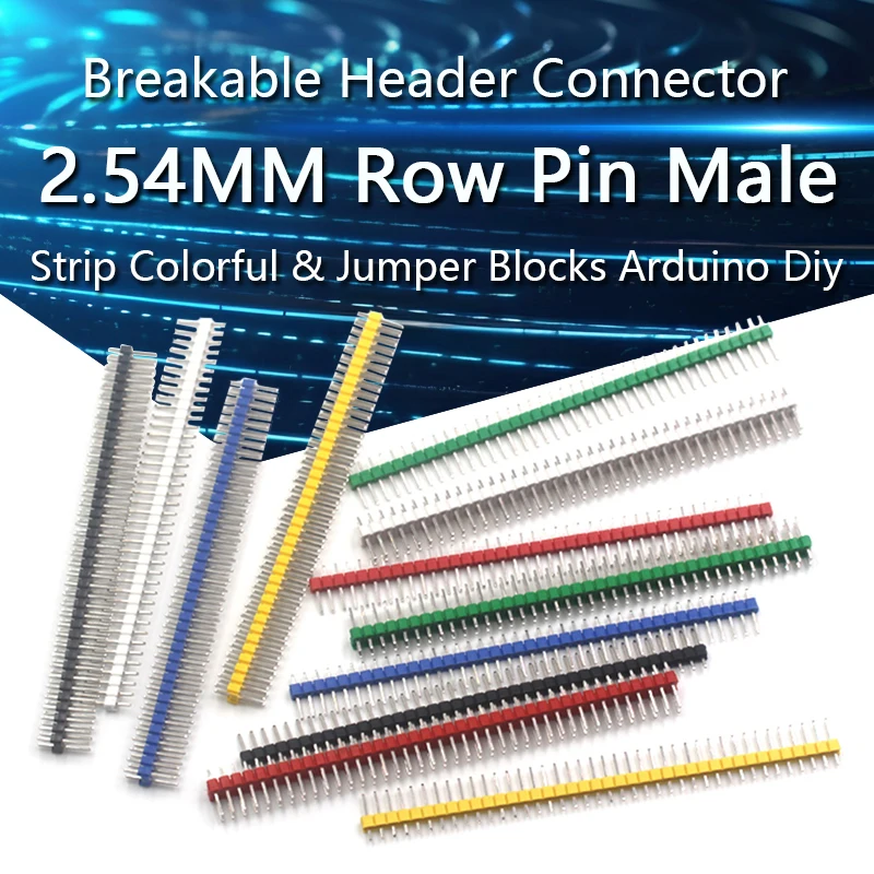 

10PCS 40Pin 1x40 Single Row Male 2.54MM Breakable Pin Header Connector Strip Colorful Pin & Jumper Blocks For Arduino Diy Kit