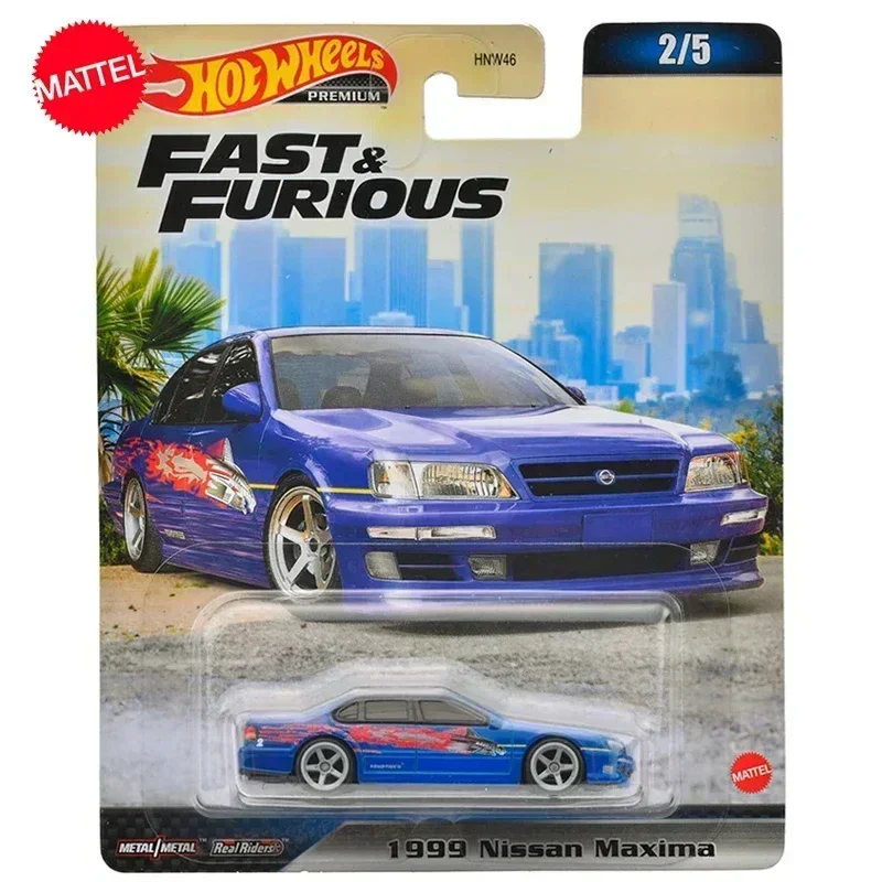 Original Mattel Hot Wheels HNW46 Car 1/64 Premium Fast and Furious 1999 Nissan Maxima Vehicle Toys for Boys Collection Kids Gift