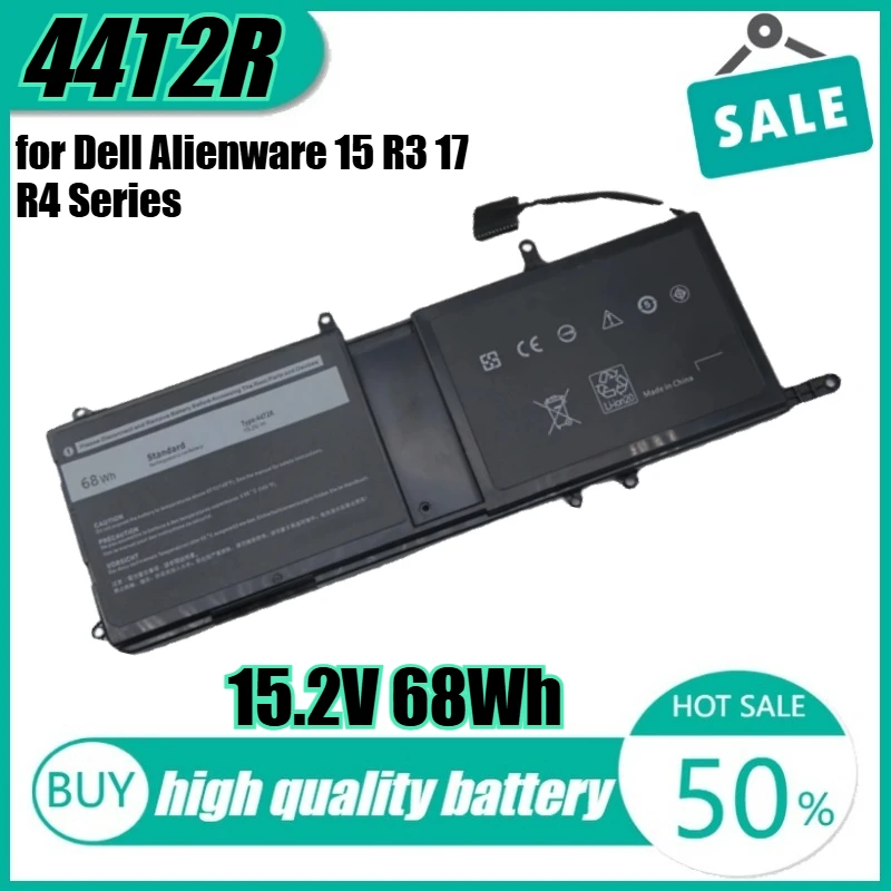 

15.2V 68Wh 44T2R Laptop Battery for Dell Alienware 15 R3 17 R4 Series 546FF 0HF25D