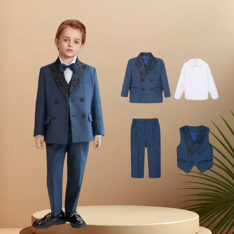 

Костюм для мальчиков 80-150 см: весенняя куртка, жилет, брюки, галстук-бабочка. Нарядный комплект для фотосессий, школы, дня рождения, свадьбы, детских церемоний.