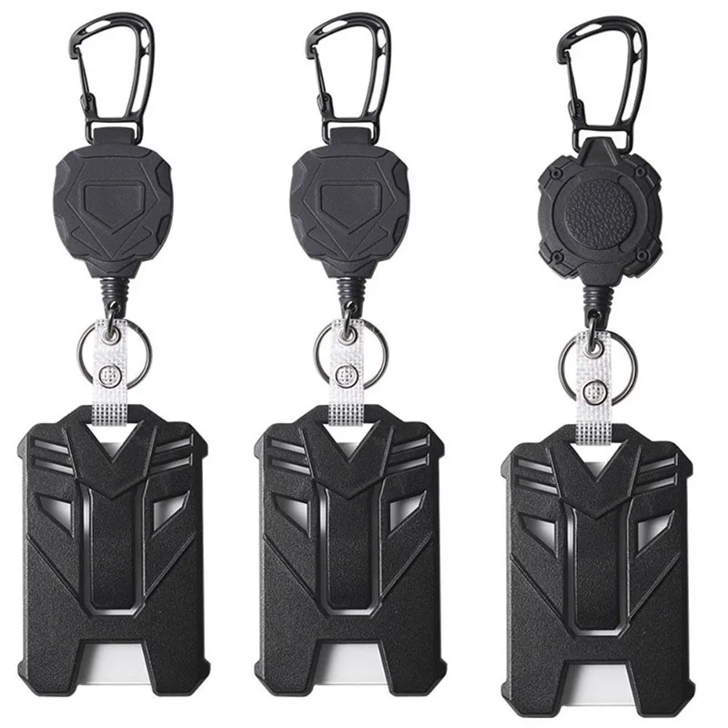 1PC New Badge Holder Carabiner Keychain Tactical ID Holder Retractable Reel Mountaineering Buckle Multiple Tools Accessorie