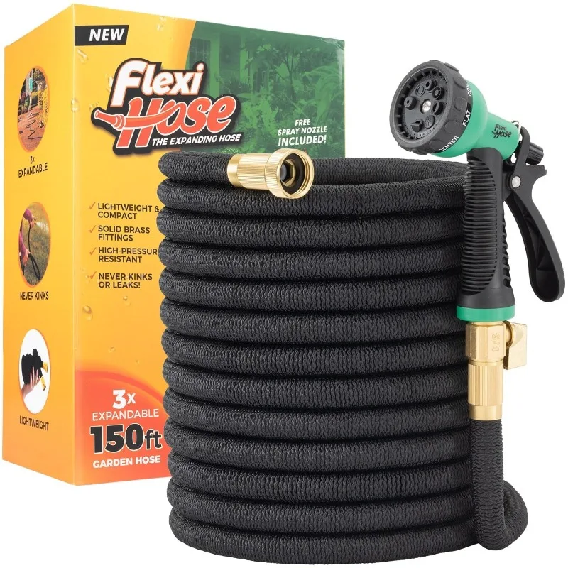 

Flexi Hose Upgraded Expandable Garden Hose 50 ft Extra Strength 3/4 Solid Brass Fittings - The Ultimate No-Kink Flex 50 ft