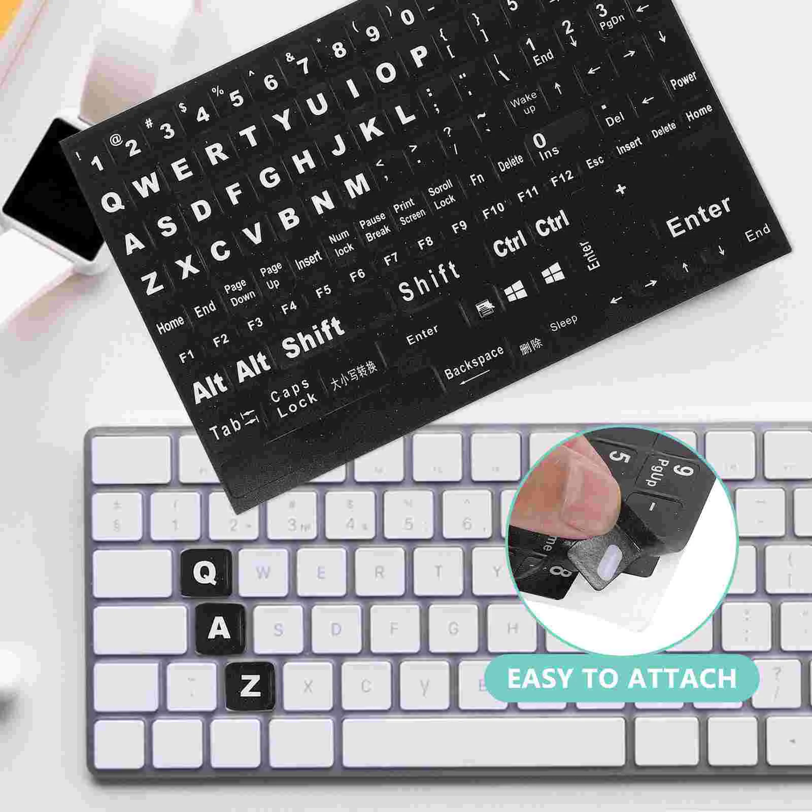 Adesivos para teclado em inglês, substituição de letras, linguagem de computador universal para acessórios de mesa, pvc