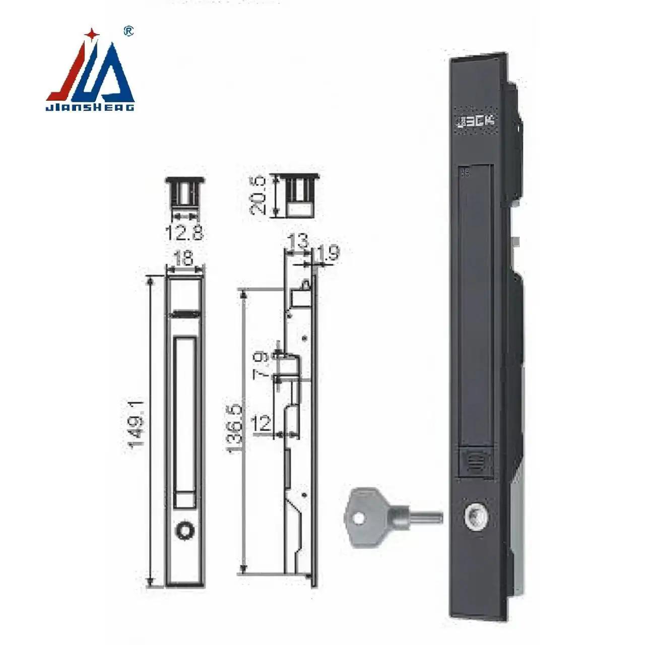 Zinc-alloy Screen Lock Small Open Spring Combination Lock Invisible Screen Lock Gold Screen Door Screen Lock