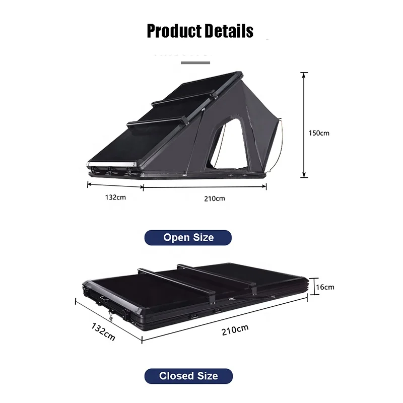 

Camping Aluminum 4 Person Outdoor Hiking Top Roof Car Tent Automatic Pop up Hard Shell Car Roof Top Tent