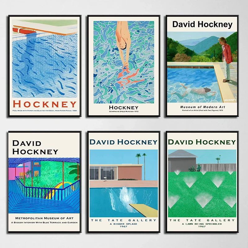 1 Stück rahmenloses Leinwandgemälde David Hockney Kunstausstellung Moderner minimalistischer abstrakter Posterdruck Leinwanddruck Wandkunst Bild