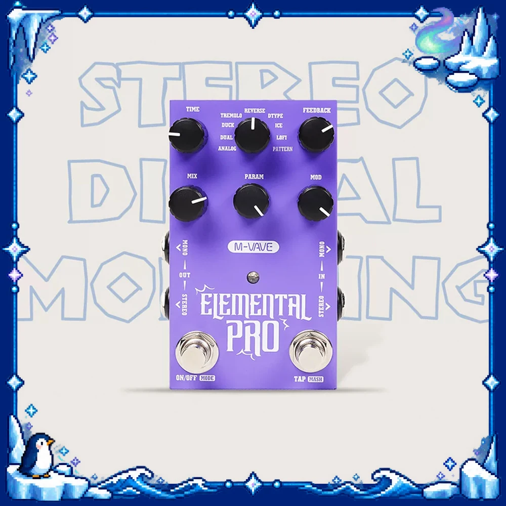 M-VAVE ELEMENTAL PRO/GALAXIA Guitar Effect Pedal Stereo Delay & Stereo Reverb 9 Algorithms HOLD Freeze for Electric Guitar